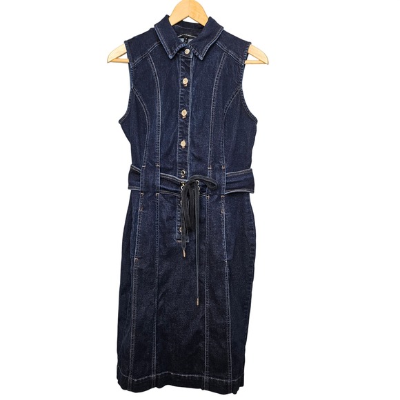 White House Black Market Dresses & Skirts - White House Black Market Dark Wash Denim Sleeveless Button Front Dress Size 6